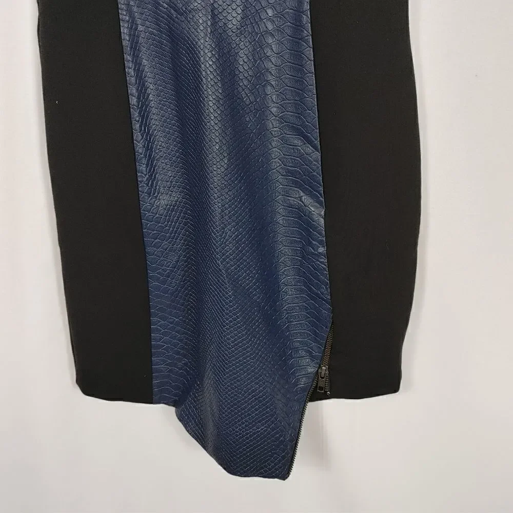 Revolve Lovers + Friends Simmer Body con Snakeskin Embossed Dress Size Small Blu